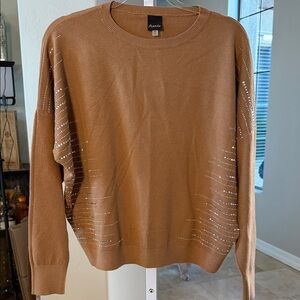 AAEDA WOMENS SEQUINED TAN SWEATER